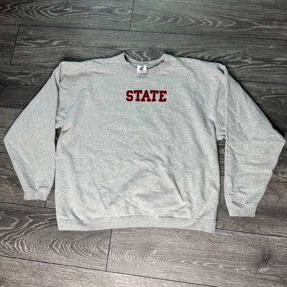 90’s Cougar Light Gray Crewneck Sweater with Red STATE - Picture 1 of 2